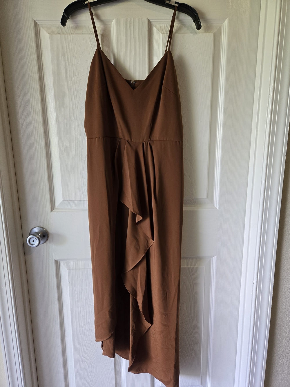 Gianni Bini Rust Brown High-Low Ruffle Slip Dress